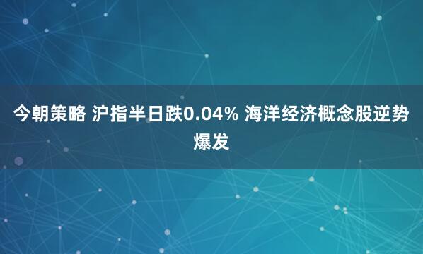 今朝策略 沪指半日跌0.04% 海洋经济概念股逆势爆发